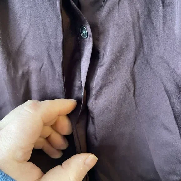 Ann Taylor Loft Blouse Women’s Size XS 1/2 Button Long Sleeve Deep Purple Sheer - Picture 5 of 10